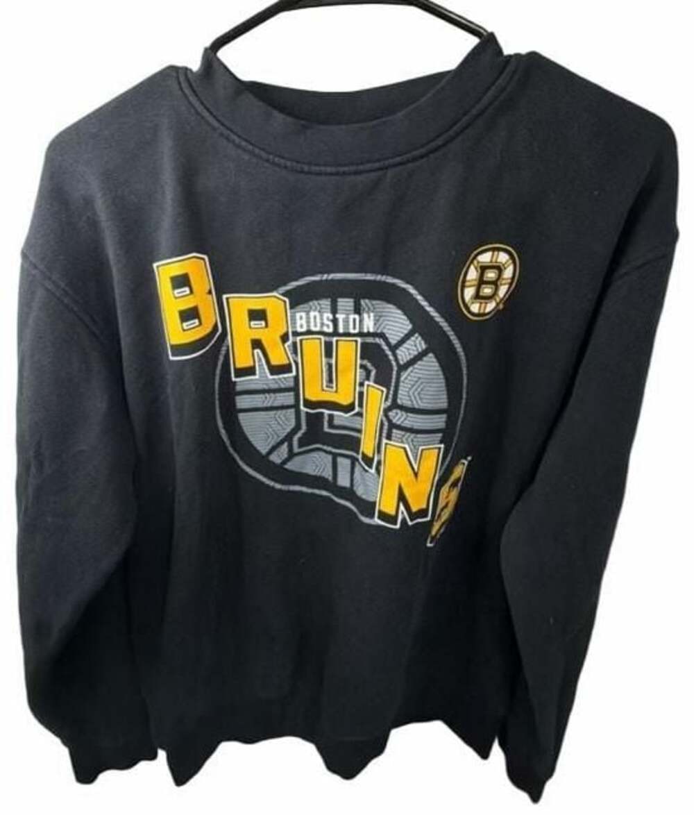 Boston Bruins NHL Crewneck Sweatshirt Black Hockey Graphic Size Small 21” PTP